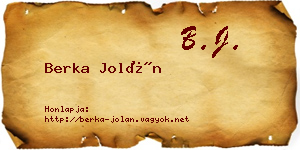 Berka Jolán névjegykártya